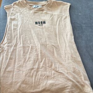 MSGM Tan Sleeveless Tee